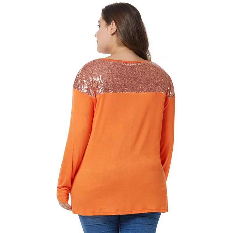 Женская футболка больших размеров с пайетками узлом футболки для женщин длинный