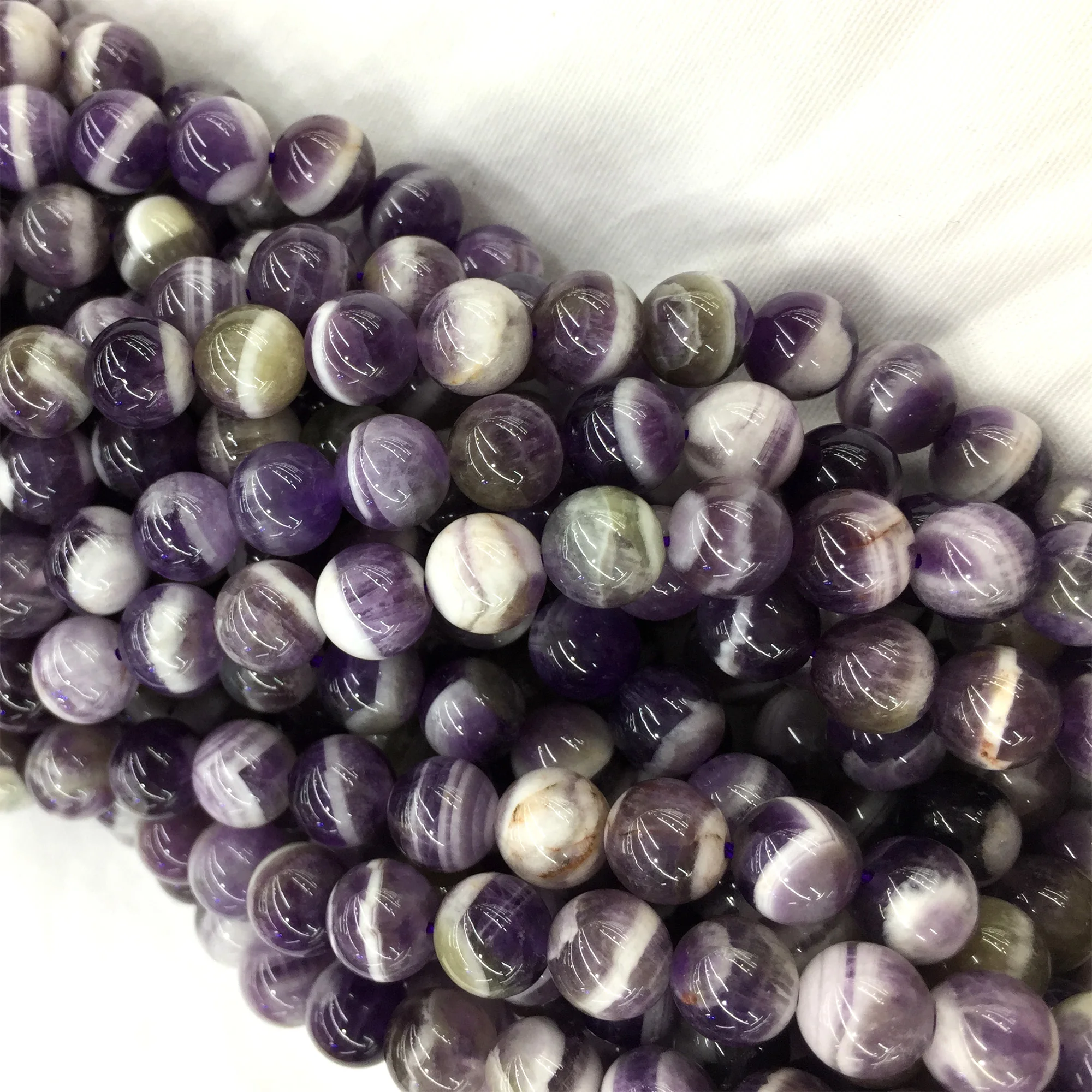 Natural Genuine Purple White Dog tooth Amethyst Smooth Round Loose Jewelry Necklaces Bracelets Gemstone Beads 6-12mm 15&quot 06082 |