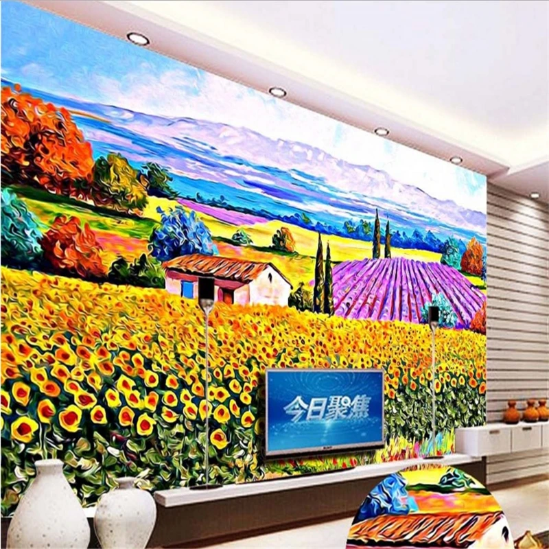 

beibehang scale custom wallpapers oil painting scenery Huahai TV backdrop picture papel de parede para quarto em 3d relevo