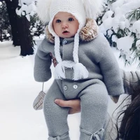 luxury baby knitted rabbit fur jumpsuit cotton plaid playsuit autumn spring winter boys girls tiny cottons overall infant onesie