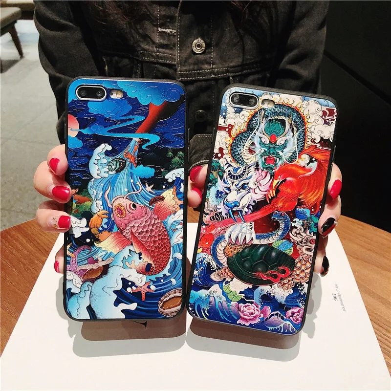 Kwainee Китай Стиль Мобильный защитный чехол для телефона iPhone 7 Plus Чехол X Xs 8 плюс 6s