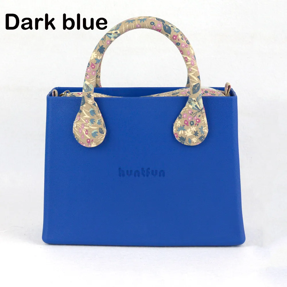 dark blue Новинка, сумка с логотипом huntfun, стильная, Резиновая, Кремниевая, EVA, квадратная, сумка, Цветочный, холст, вставка, ручка, водонепроницаемая, женская сумка, сумка на плечо - Цвет: dark blue