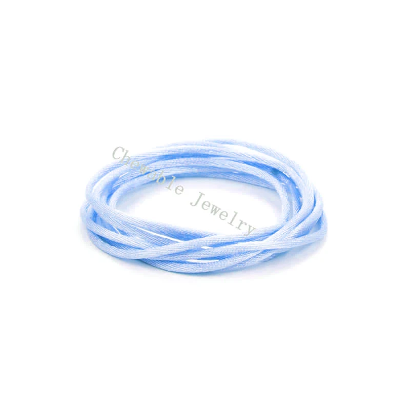 serenity LOFCA DIY ювелирные изделия 20 м/шт., сатиновые шнуры для силиконовых прорезывания зубов, ожерелье DIY, аксессуары, браслет, силиконовое ожерелье, шнур, нейлон - Цвет: serenity