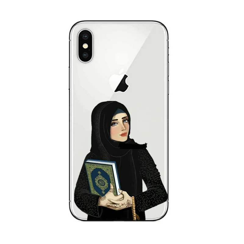 TPU Soft Muslim Мусульманский Исламский хиджаб девушка Глаза Мягкая силиконовая задняя крышка для iPhone 6 6s 7 8 plus X XS MAX XR 5 5S SE Арабская Женская Вуаль телефонные чехлы - Цвет: TPU Soft Muslim
