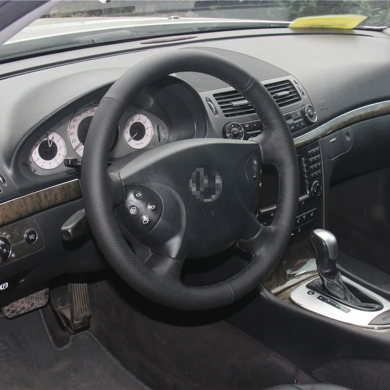 Новинка Противоскользящий черный кожаный чехол для руля Mercedes Benz E63 E Class |