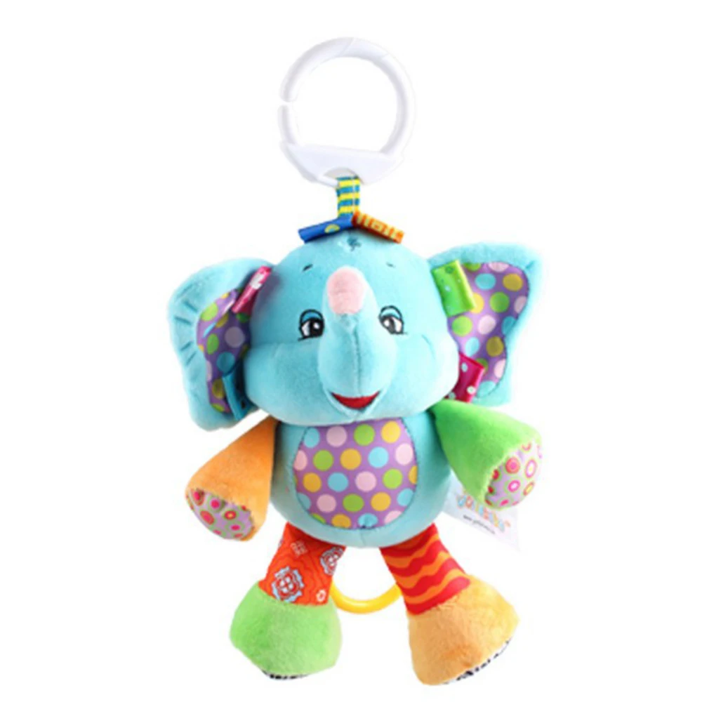 Собака/Обезьяна/Лев/Синий Слон/Розовый Слон/Олень/лягушка Baby Toys Животных Детские Погремушки и мобильных Младенческой Плюшевые Обучения Детей Подарок - Цвет: Blue Elephant
