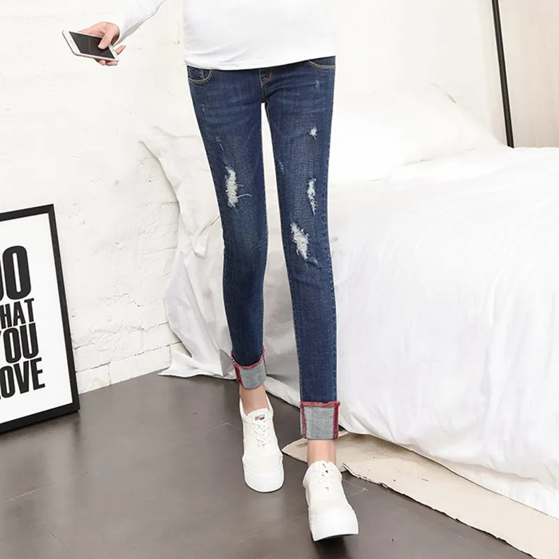 2018 женские джинсы для беременных штаны леггинсы осенние модные новые с дырками