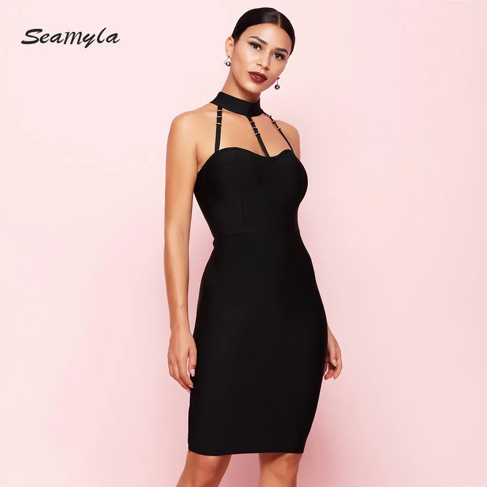 Облегающее женское платье Seamyla новинка 2019 черные и белые вечерние платья без