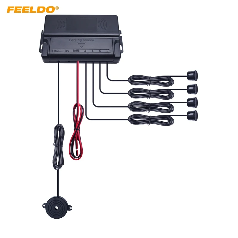 

FEELDO Car 4 Sensors Auto Parking Sensor Reverse Backup Beep Alarm Radar Speaker Parking Sensor #HQ896
