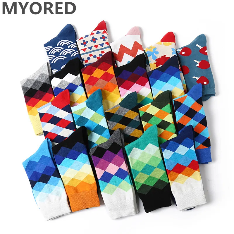 Цветные Смешные носки MYORED 5 цветов мужские хлопковые Новые Популярные Длинные