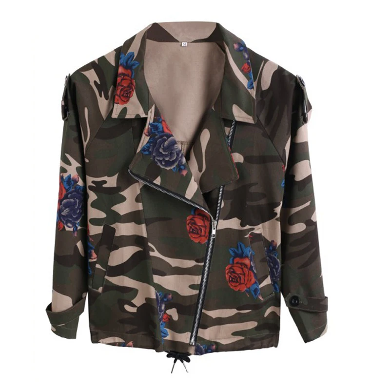 Женская короткая джинсовая куртка винтажная камуфляжная цвета хаки с рукавом