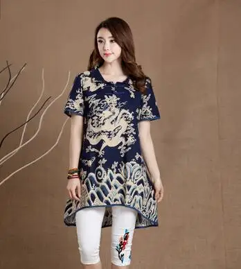 Style D Большие размеры, большой Топ, ретро Длинная блузка, китайский национальный тренд, одежда для женщин, летний китайский стиль, пуговицы, воротник-стойка, длинная куртка - Цвет: Style D