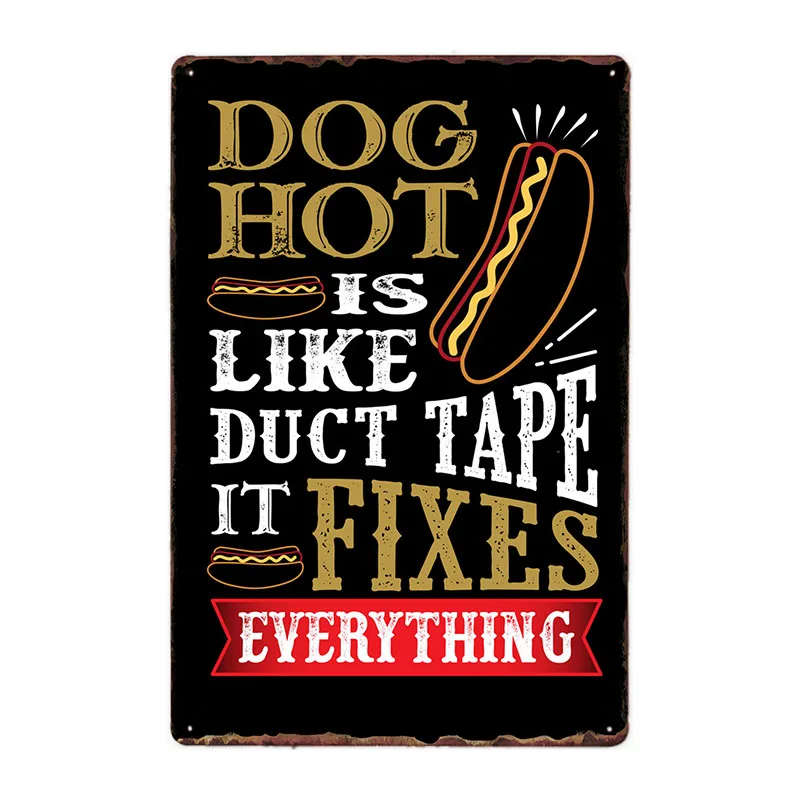 70148 Hot Dogs Retro Tin Sign Hotdog Metal Poster Vintage Plaque Fast Food Hotel Shop Wall Decor 20x30cm - Цвет: 70148