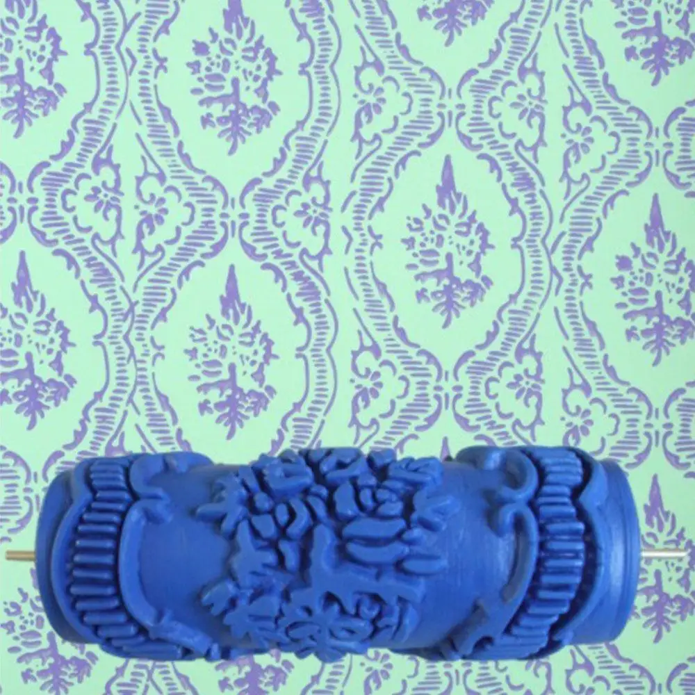1 шт. резиновый Рельефный цветочный узор DIY Краска роликовый рукав декоративная текстура ролик для стены краска машина