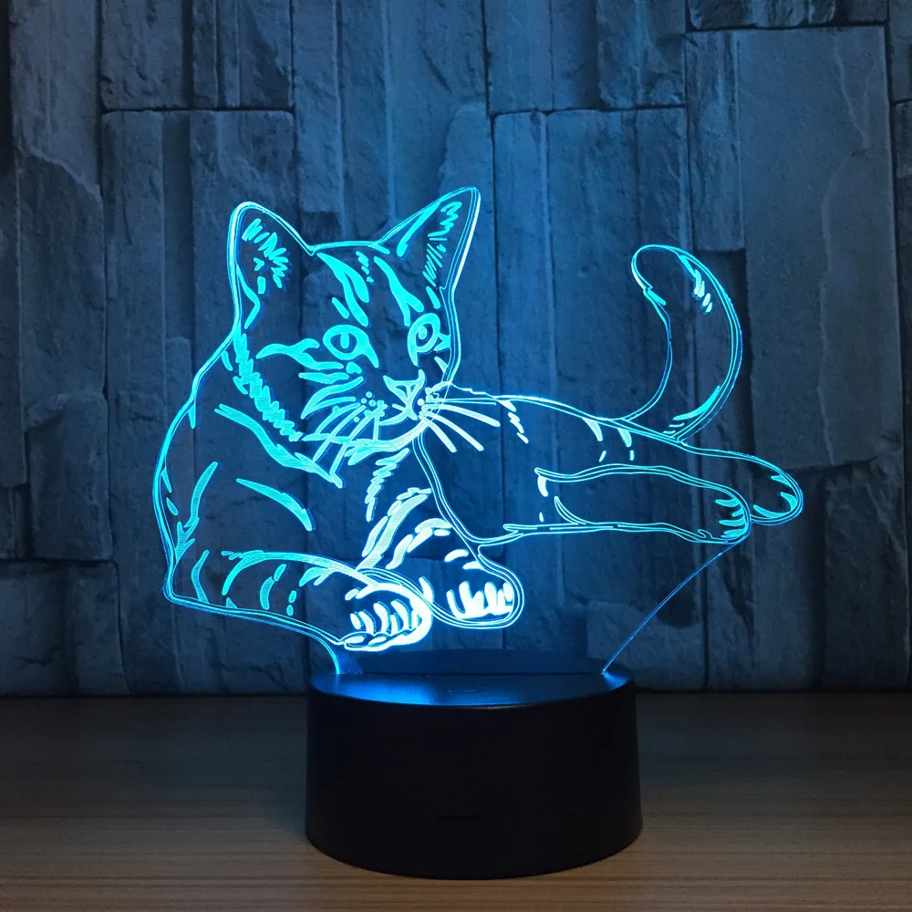 Kawaii Cat 3D Новинка игрушка светодиодная подсветка 7 цветов Изменение визуальной