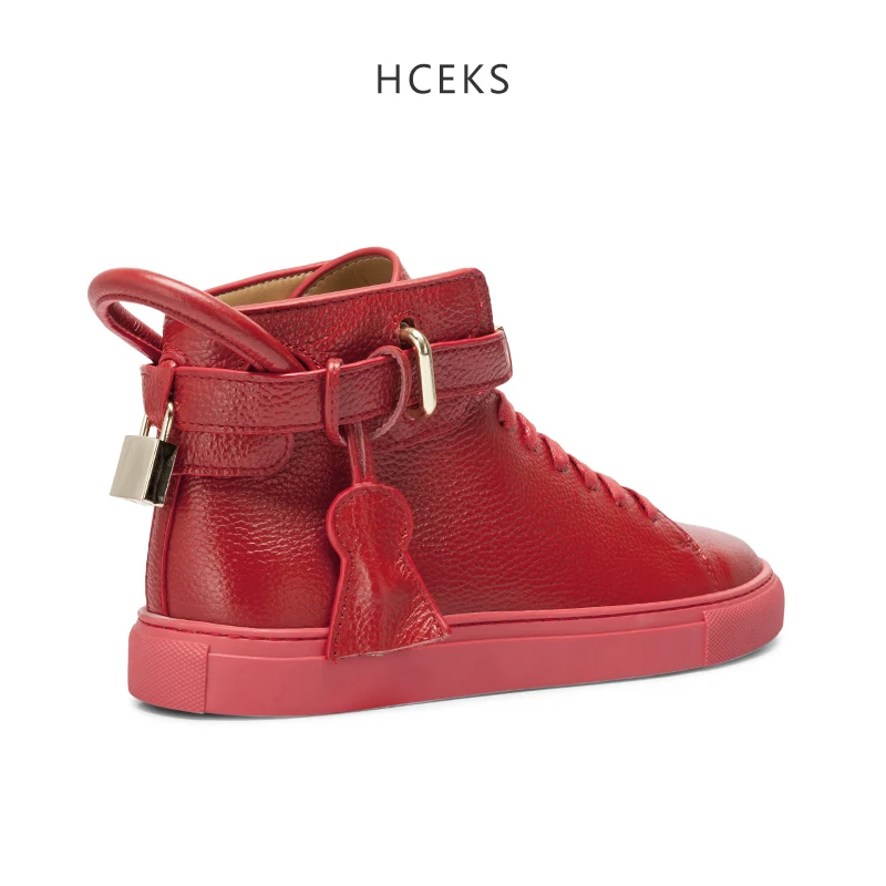 High top fashion shoes men's trend all-purpose lock Korean version sneaker instagram is super hot | Обувь