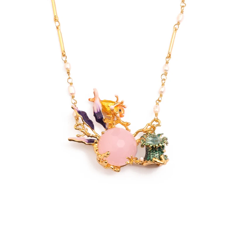 Сочный виноград морской жизни маленькая рыба коралл ожерелье модные розовые