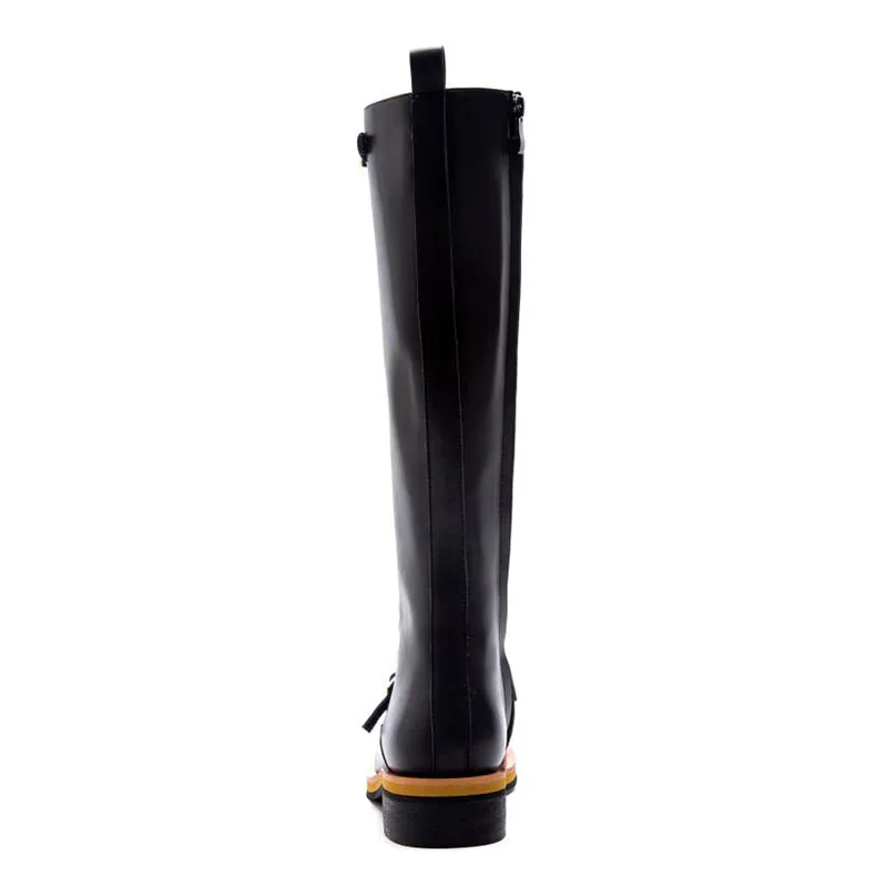 TAOFFEN Women Flats Boots Genuine Leather Winter Zipper Woman Shoes Rivets Knee High Fashion Warm Knight Size 34-40 | Обувь