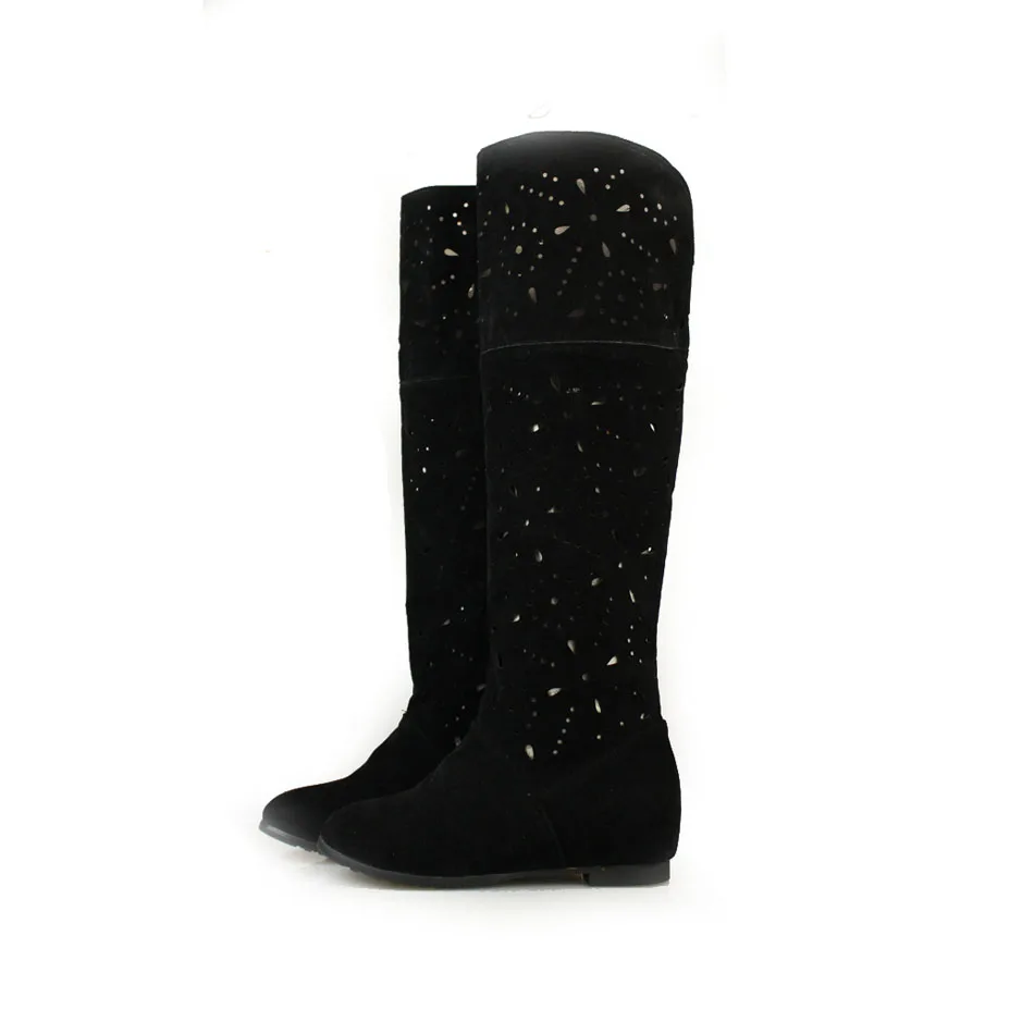 Модные высокие сапоги выше колена с вырезами женские новые весенние летние