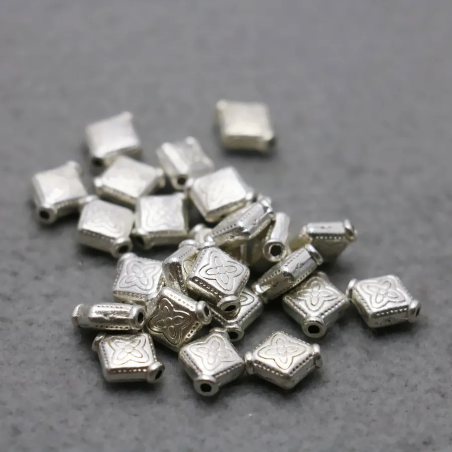 10PCS Rhombus Alloy separate beads Jewelry Making DIY Findings components Silver-plate Hardware Metal Fittings Accessory 9*10mm | Украшения