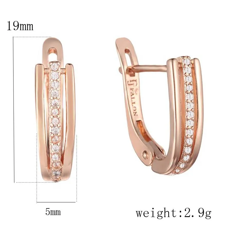 2 Style Womens 585 Rose Gold Color Crystal Earrings Dangle | Украшения и аксессуары