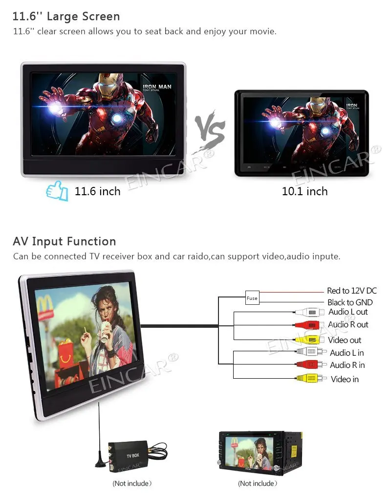 Двойной портативный dvd плеер монитор 11 6 ''Поддержка HDMI USB SD FM IR AV вход/выход