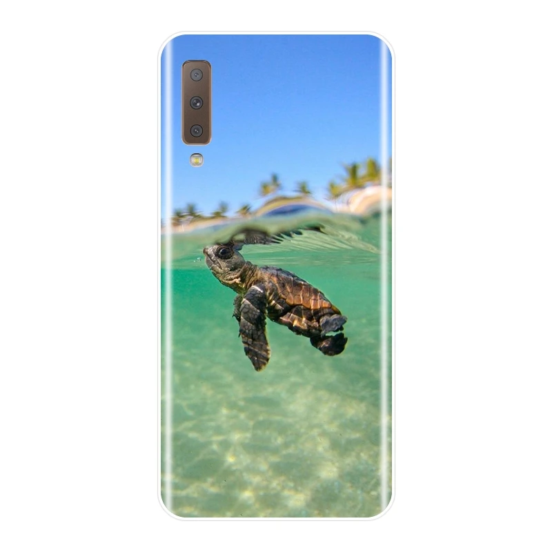Silicone Phone Case For Samsung Galaxy A6 A7 A8 2018 A3 A5 2016 2017 Beach Turtle Soft Back Cover Plus | Мобильные телефоны и