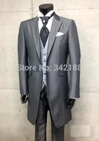 new style long grey one button groom tuxedos best man peak lapel groomsmen men wedding suits bridegroom jacketpantstievestw