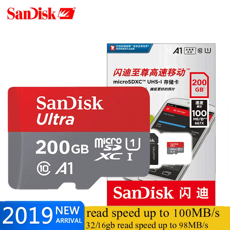 Карта памяти SanDisk A1 400 Гб 256 ГБ 200 128 64 U3 100 МБ/с. микро sd карты Class10 UHS 3 флэш Microsd TF/sd