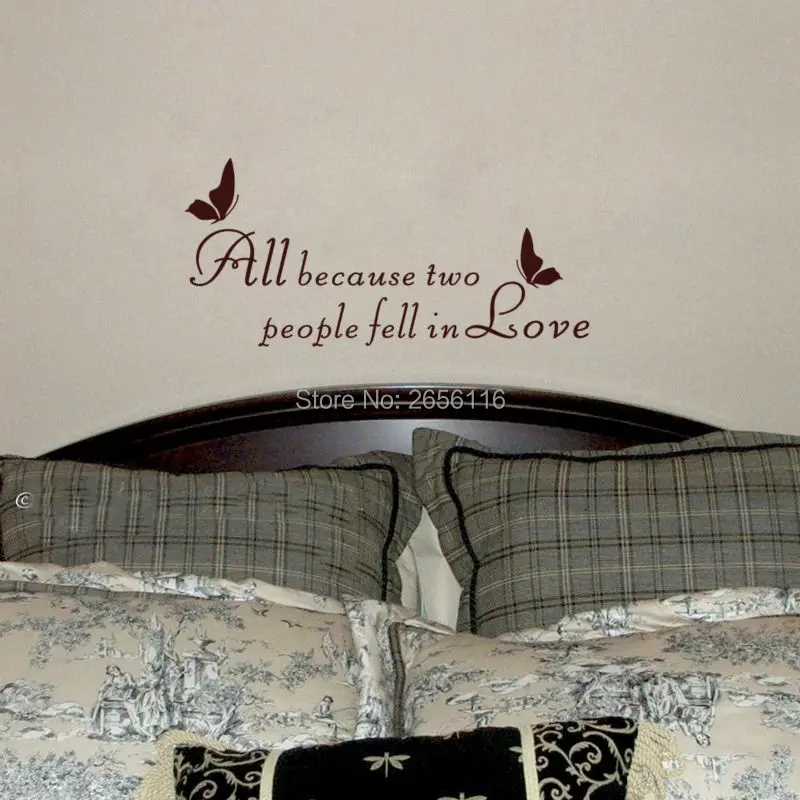 All because two people fell in Love Quote Art Lettering Vinyl Wall Decal Sticker for Home Decor | Дом и сад