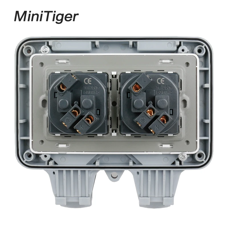 Minitiger IP66 Водонепроницаемая наружная настенная розетка с защитой от атмосферных