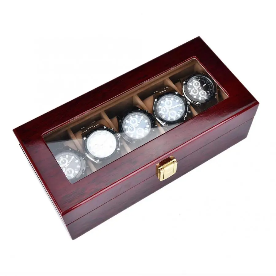 Высококачественные Чехлы для часов 5 сетки деревянные окрашенные часы футляр