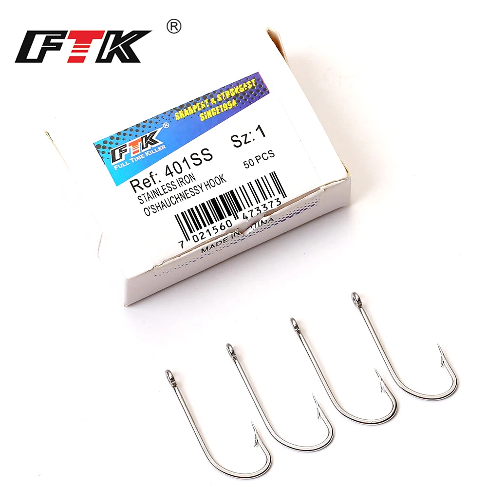Крючки из нержавеющей стали FTK 401SS OShauchness 6/0 # 1/0 с 25 шт. 1 8 50 для крючков ловли карпа