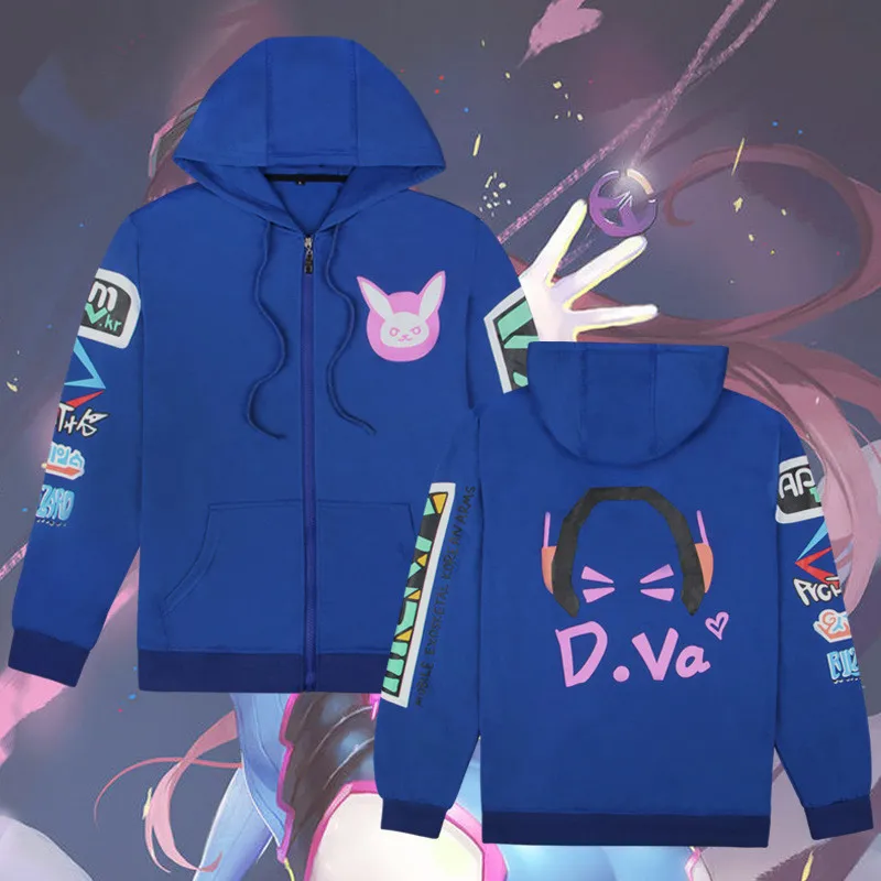 DVA Game OW Cosplay Costume Fashion Hooded Sweatshirts Hoodie Jackets Women Girls D.VA Sport Coat for Christmas Gift Sweatshirt