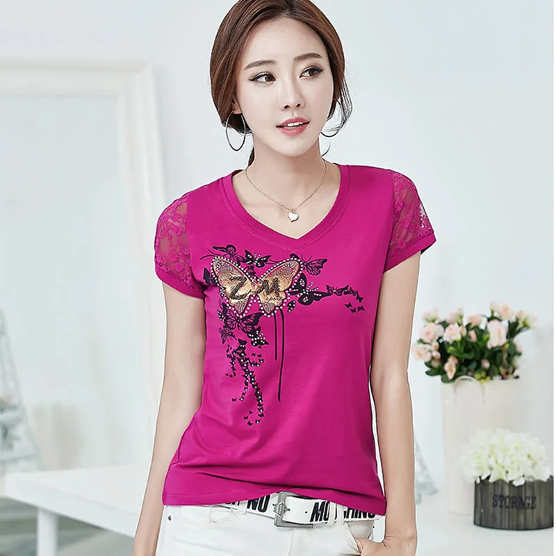 Vetement femme Летний стиль футболка для женщин футболки футболка женская camiseta футболка в алмазах ropa mujer размера плюс