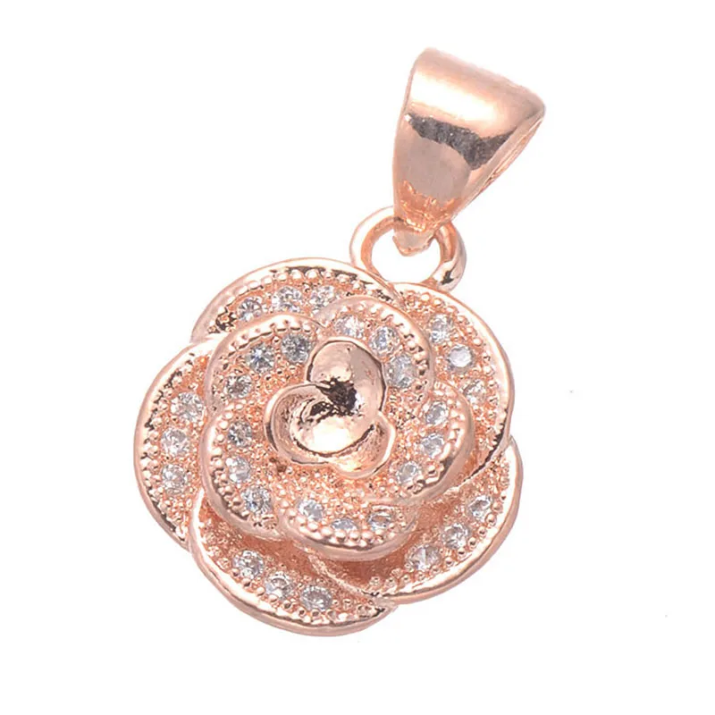 Популярные украшения Bijoux циркониевые розовые цветочные подвески для ожерелий