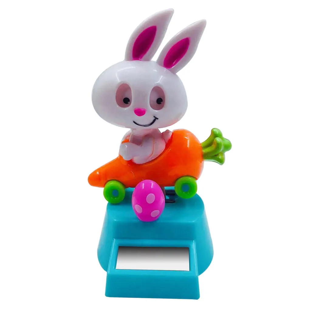 Милый белый кролик танцующий работающий от солнечной энергии колеблющийся