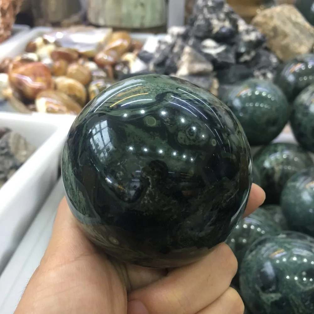 

Large size energy stone natural stones and minerals peacock eye stone ball healing crystals sphere for home decoration