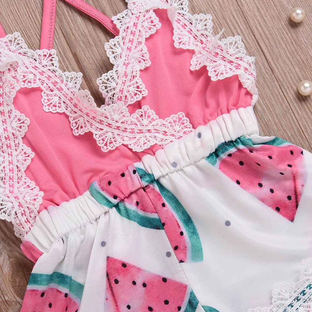 2019 летний кружевной комбинезон без рукавов с принтом арбуза для новорожденных