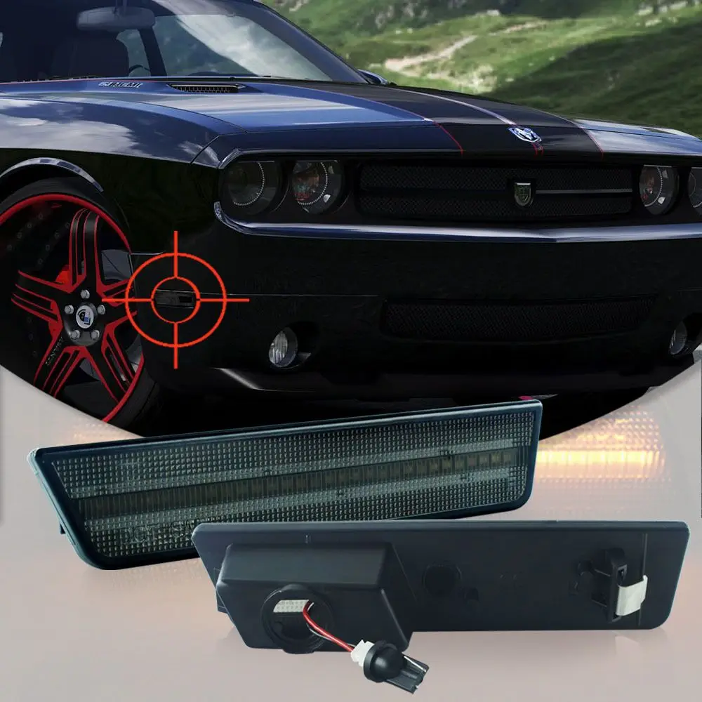 4х дымчатые линзы для Dodge Challenger 2008-2014 светодиодный боковой габаритный фонарь