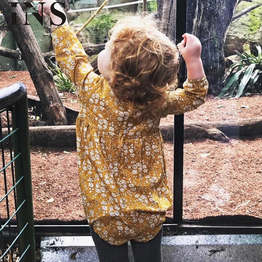 2018 новый модный Детский комбинезон с длинными рукавами и цветочным принтом для