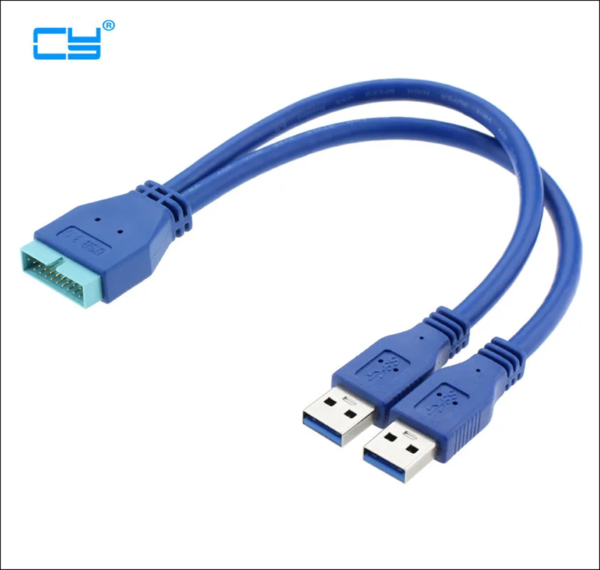 2-портный Dual Порты и разъёмы USB3.0 USB 3 0 Папа-папа материнская плата 20Pin кабель