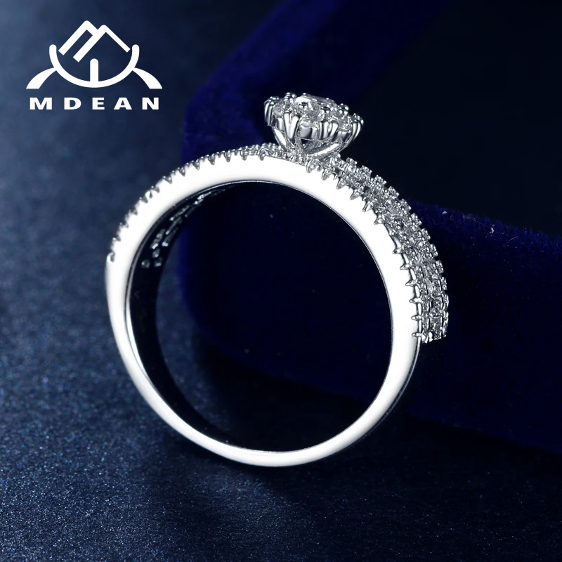 Mdean белого золота Цвет кольца для Для женщин очаровательные свадебные ясно AAA
