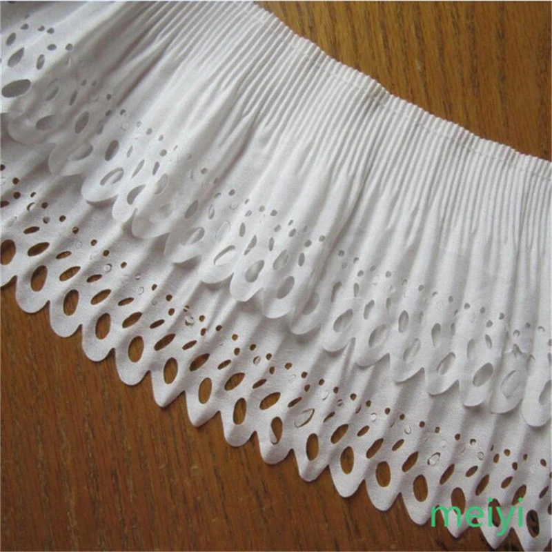 2 метра 16 см белый эластичный плиссированный шифоновый кружевной край отделка