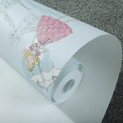 Современный мультфильм дети обои дети Papel де Parede рулон розовый синий 3D обои балетная Комната принцессы для девочек спальня настенная бумага - Цвет: Синий