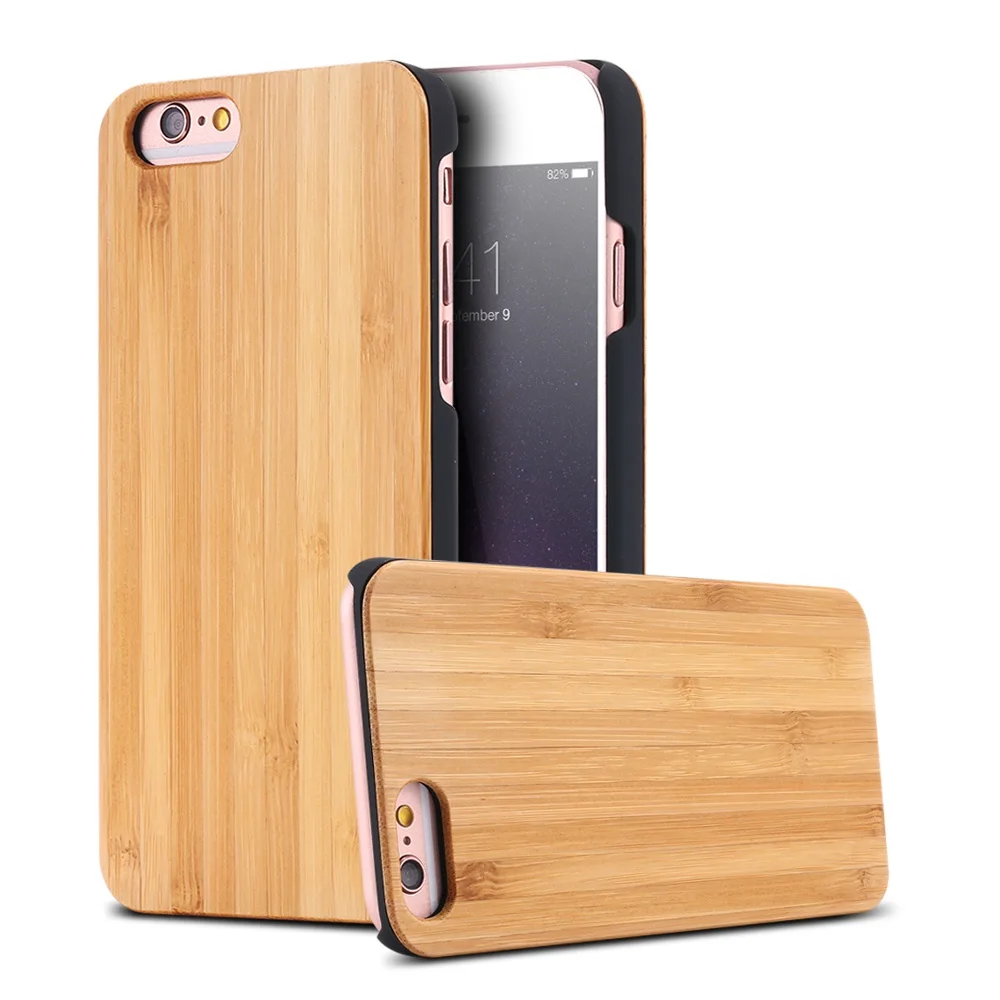 Bamboo Чехол KISS из натуральной кожи, деревянный ящик для iPhone 8, 7, 6, 6 S, X, XS, Max, XR, 5S, бамбуковый чехол для samsung S8, S9 Plus, S6, S7 Edge - Цвет: Bamboo