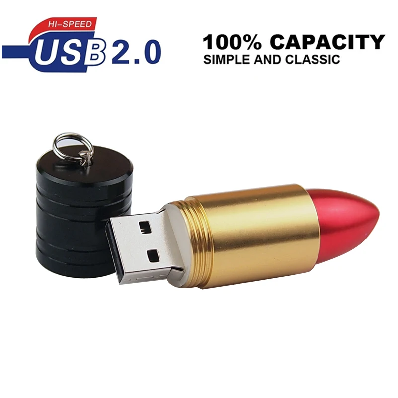 USB флеш накопитель Флешка 2 0 металлическая губная помада Rouge 128 МБ 4 ГБ 8 16 32 64 Гб u