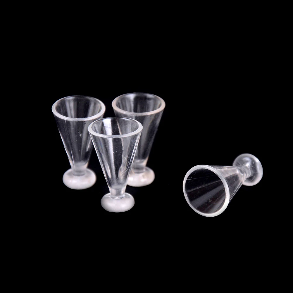 

new 4Pcs PlasticTransparent Miniature Mini Wine Beer Cup Dollhouse Craft Home Decoration Glass Model DIY Parts 1:12 Scale