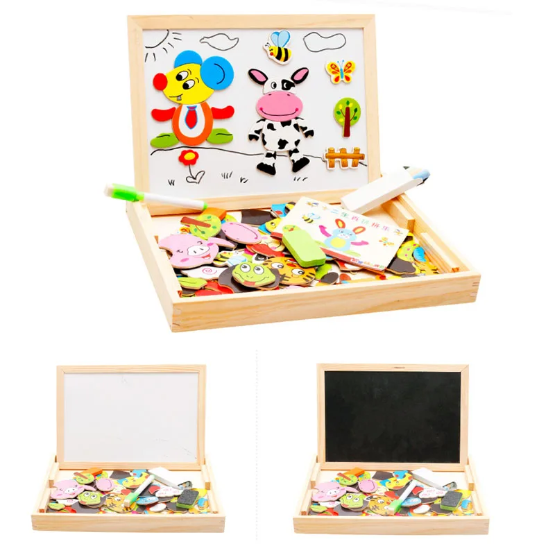 Горячий рисунок животных доска для письма магнитная головоломка двойной