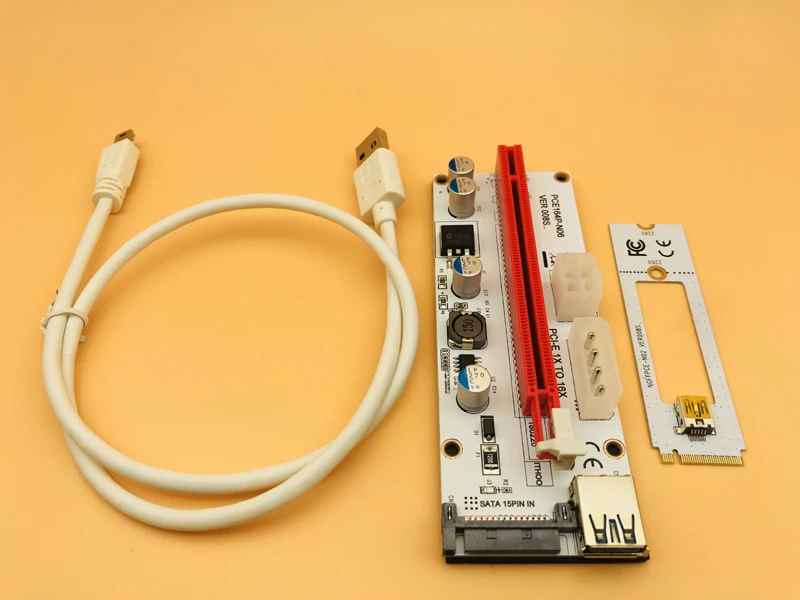 Переходник m.2 с разъемом USB 3 0 M.2 NGFF на PCI E X16 Райзер для майнинга sata 6pin 4pin molex